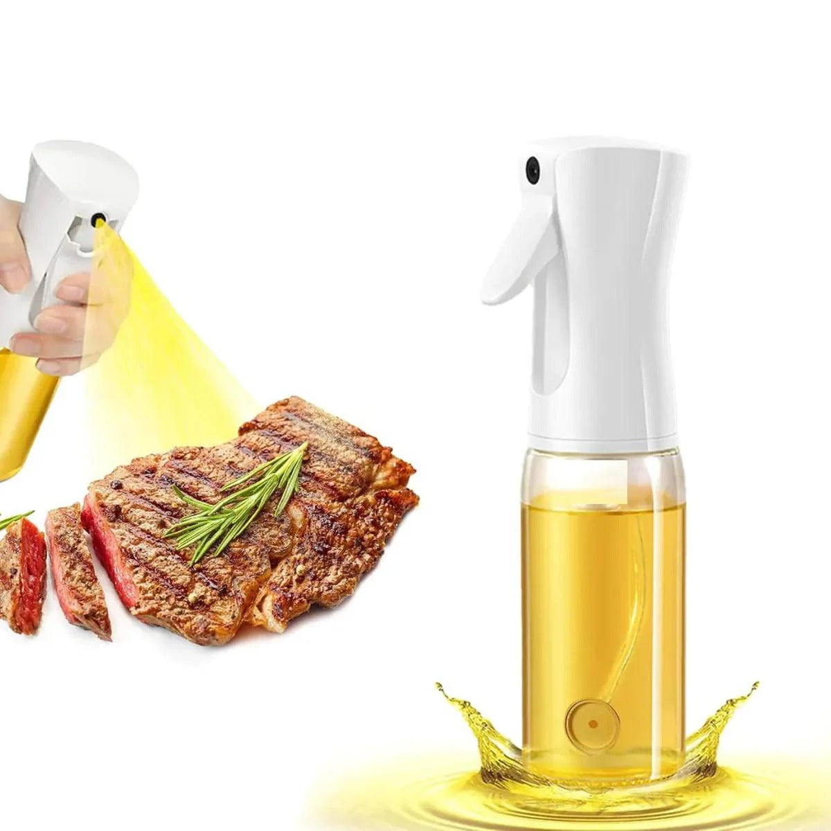 Edible Oil Spray Bottle | 220ml Glass Bottle | With Brush | Refillable | For Air Fryer, Baking &amp; Grilling ( Random Colour)