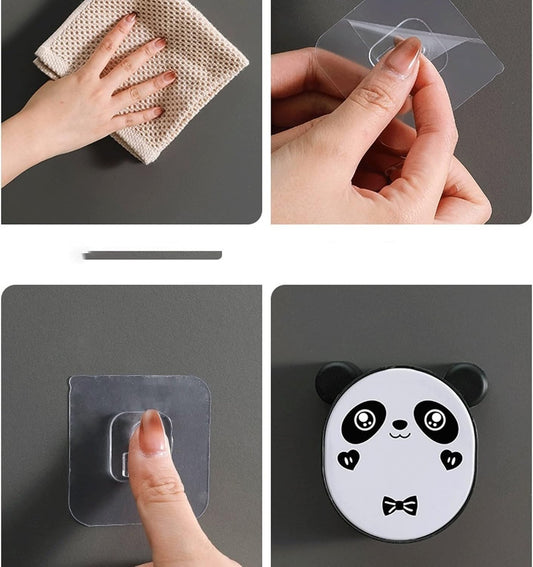 Wall Mounted Cute Panda Soap Dish Holder – Punch-Free Plastic Soap Box Rack for Bathroom &amp; Kitchen Storage (Random color)