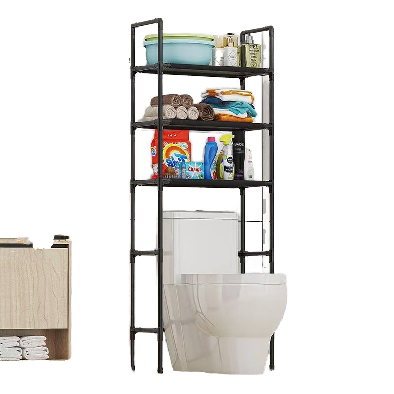 Multi-Layer Bathroom Storage Rack | Space-Saving Toilet Organizer | Strong Carbon Steel Shelf For Towels &amp; Toiletries