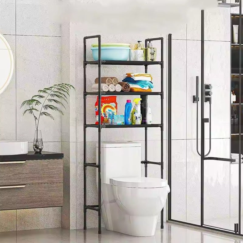 Multi-Layer Bathroom Storage Rack | Space-Saving Toilet Organizer | Strong Carbon Steel Shelf For Towels &amp; Toiletries